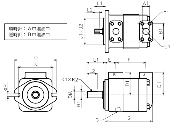 DENISON丹尼遜M3B系列葉片馬達(dá)尺寸圖